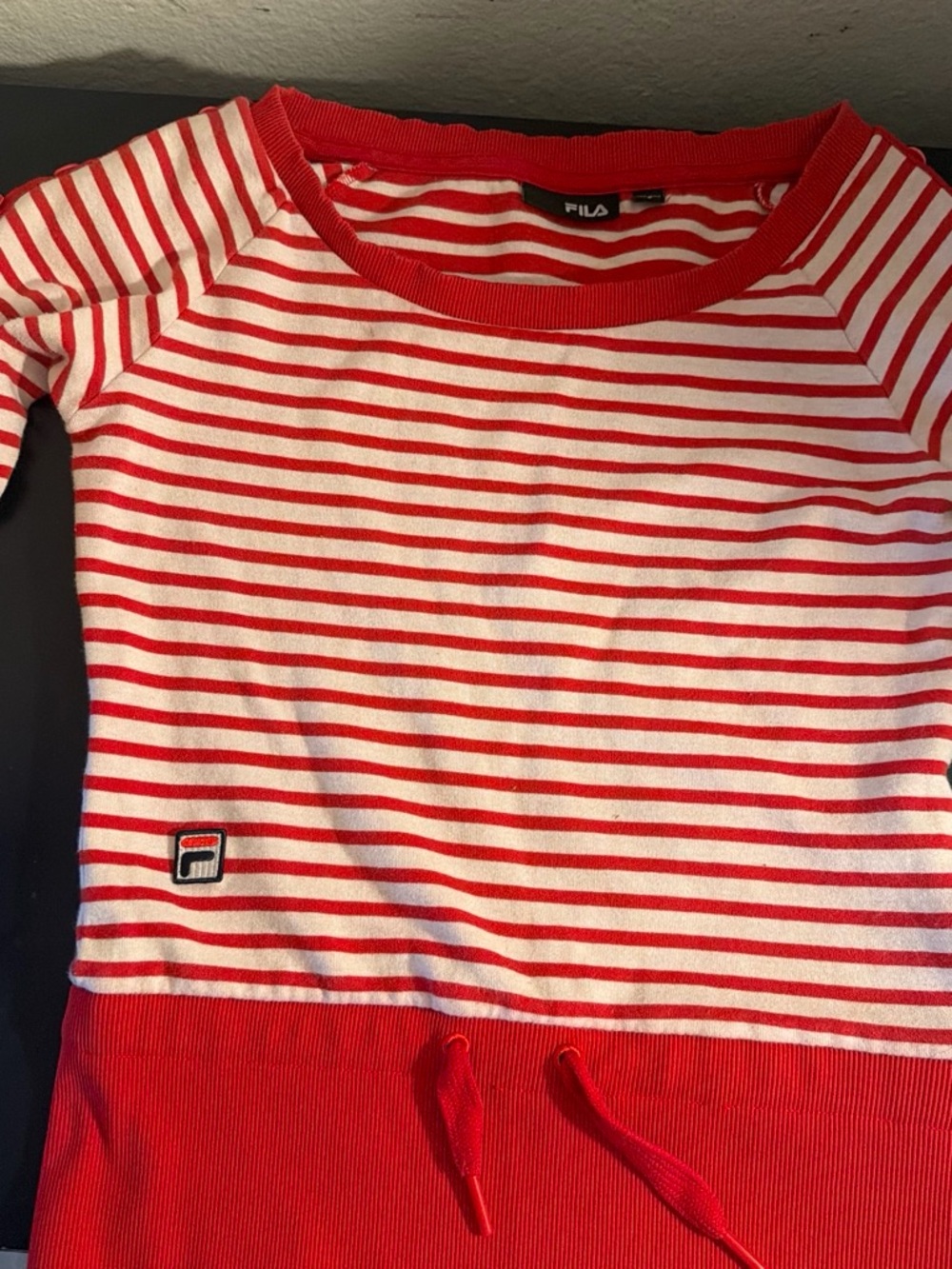 Fila Kids Red & White Striped Hoodie Dress